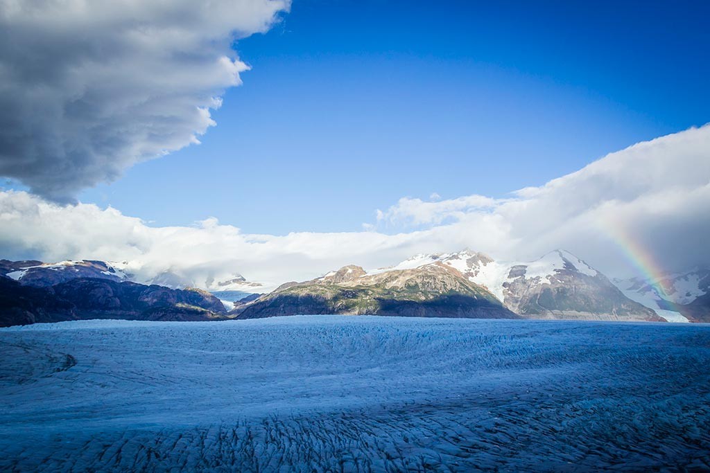 Torres del Paine - Trilha Paso para Grey - Glaciar Grey com arco-íris 2